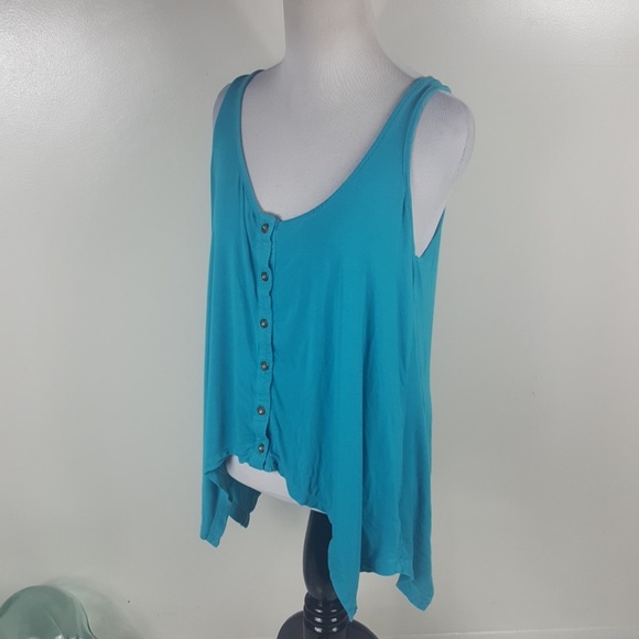 Y2K 2000’s Turquoise Bebe Loose asymmetrical Flowy Tank Top Small / Medium - Picture 1 of 6